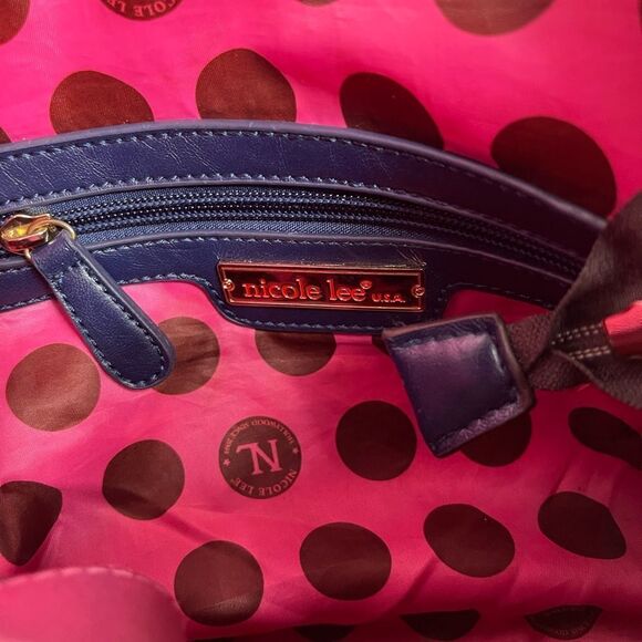 Nicole lee American Flag Satchel/shoulder bag Blue & white stripes ,red … - Picture 7 of 12